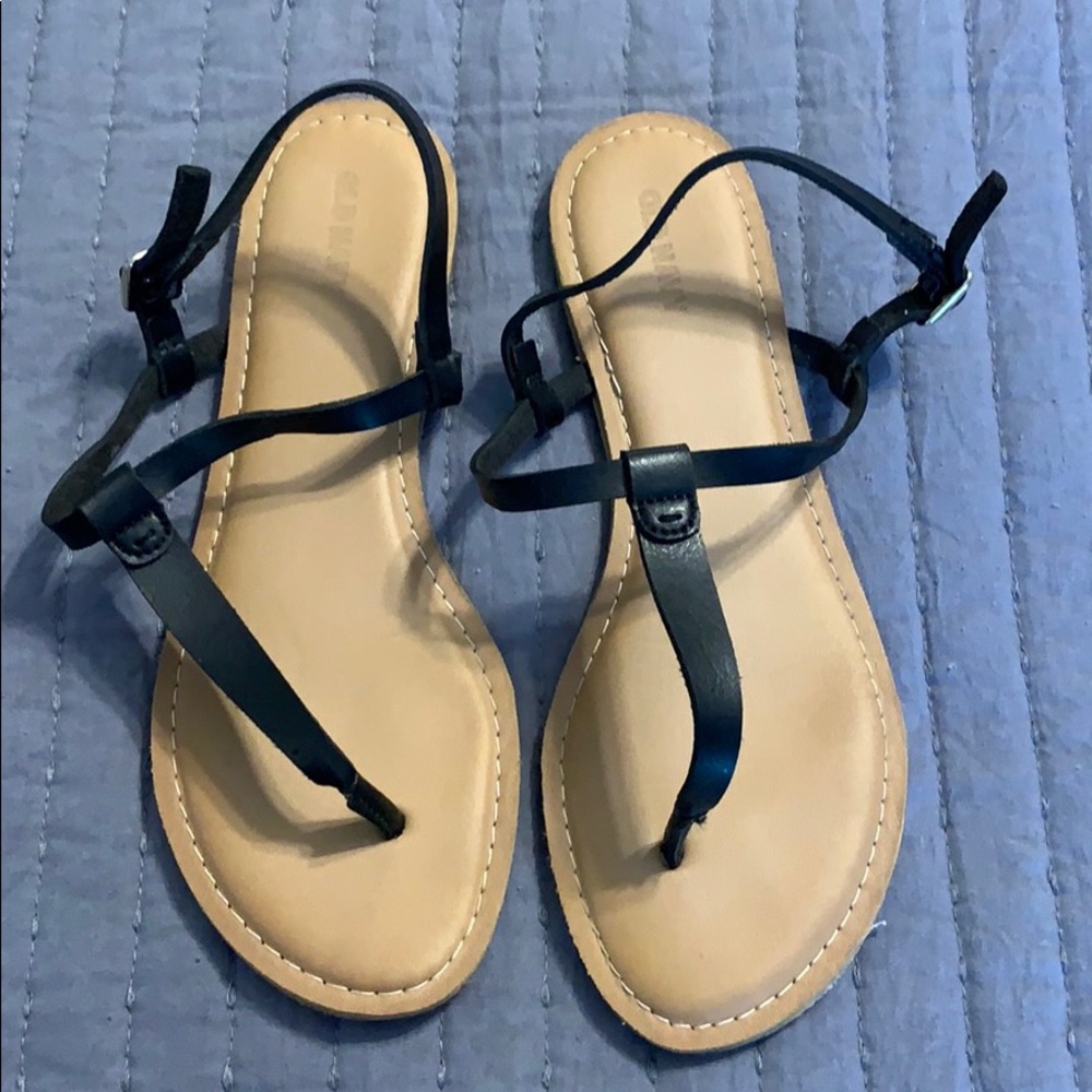 Black leather sandals